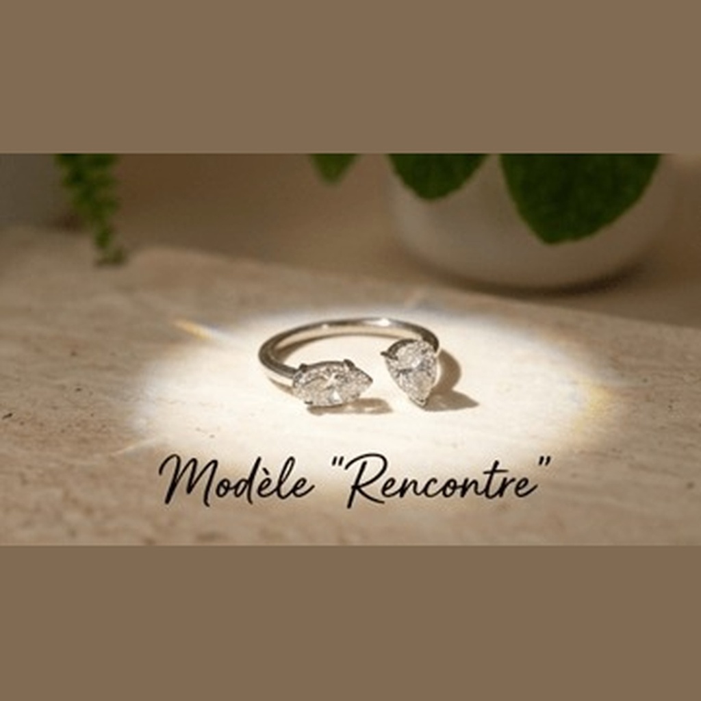 Bague Zirconium Double Pierre — Argent